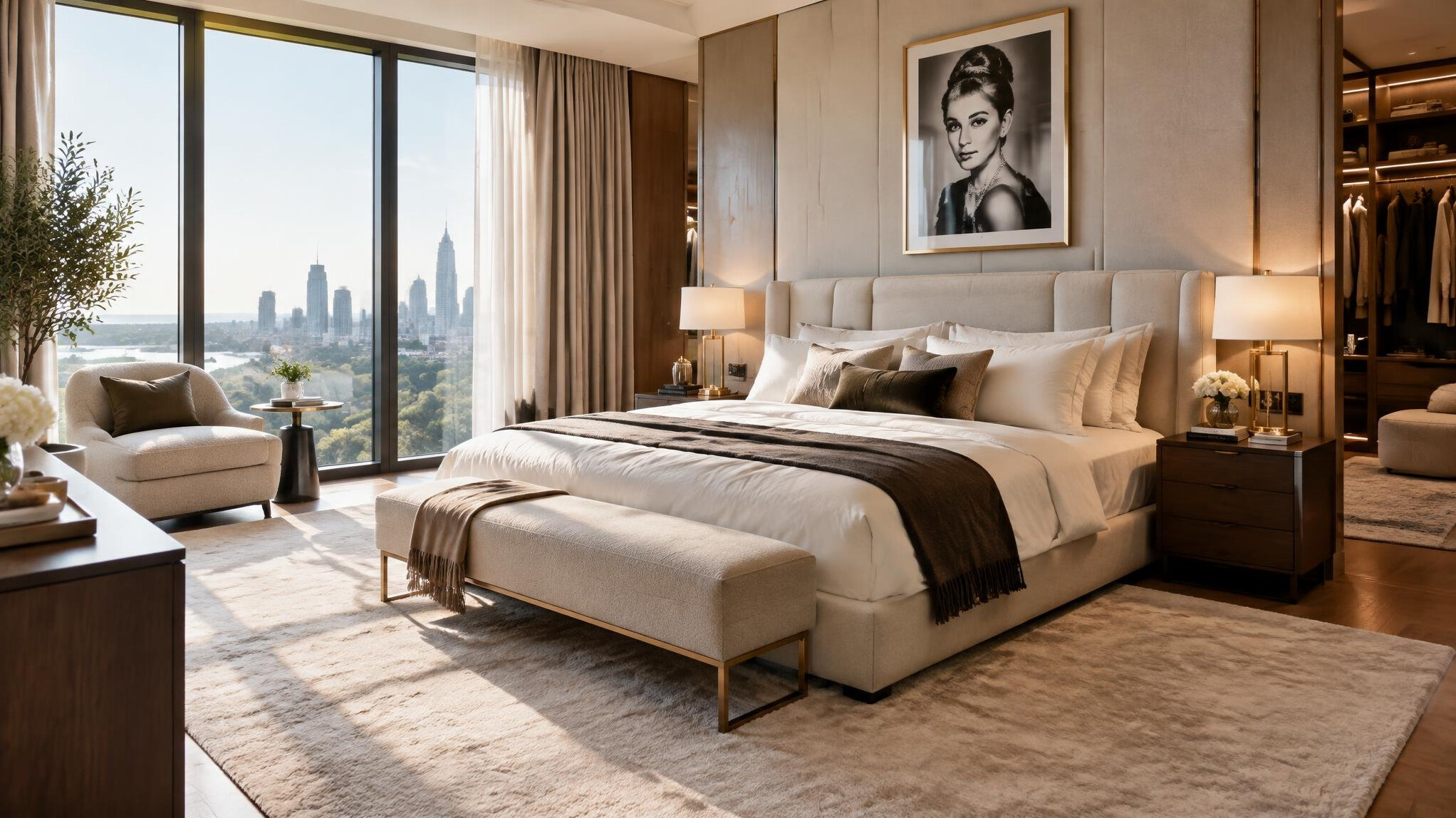 luxury bedroom with natural light