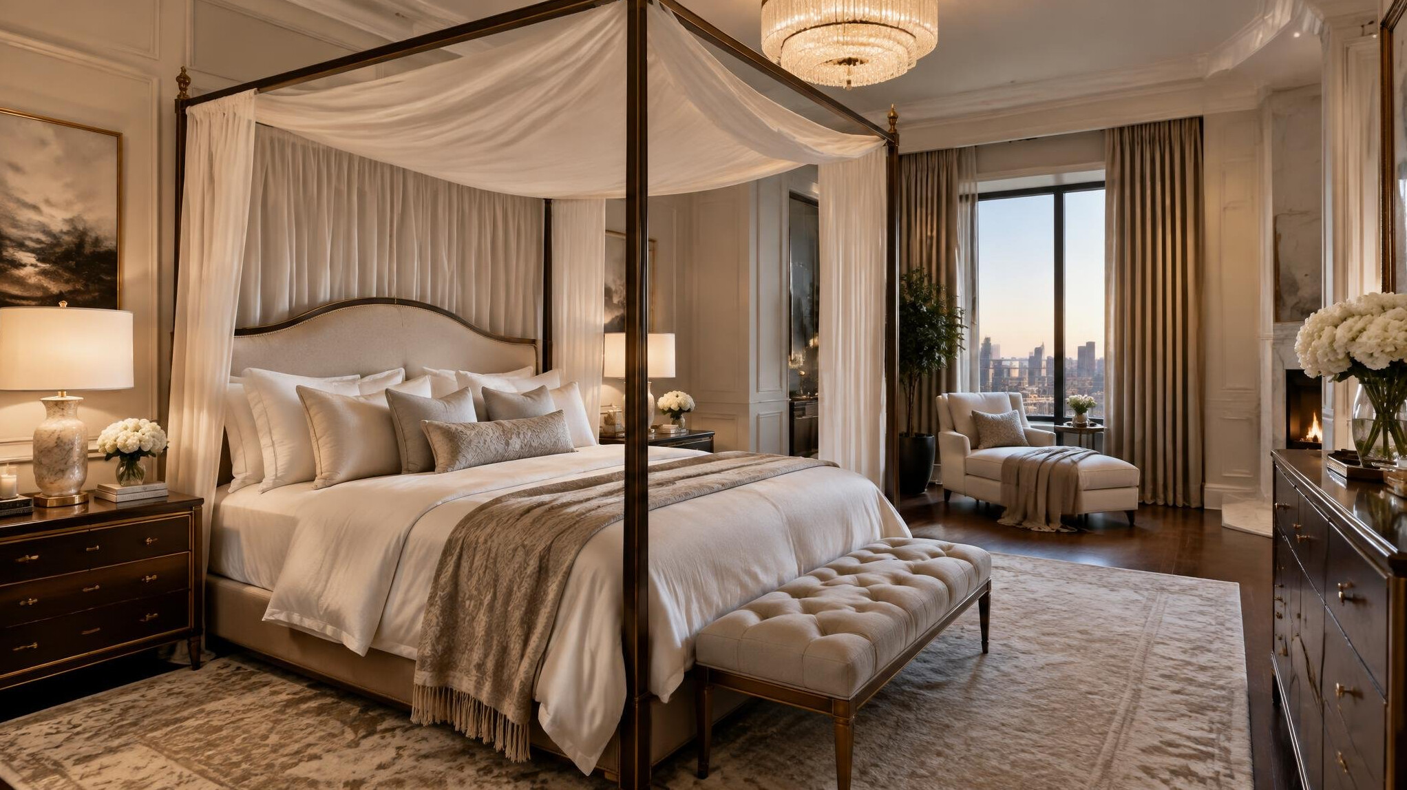 elegant bedroom with canopy bed