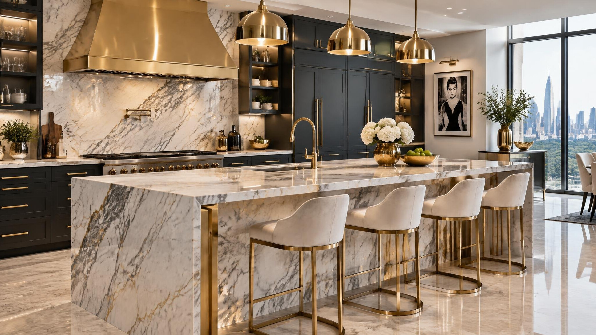 luxury kitchen with marble