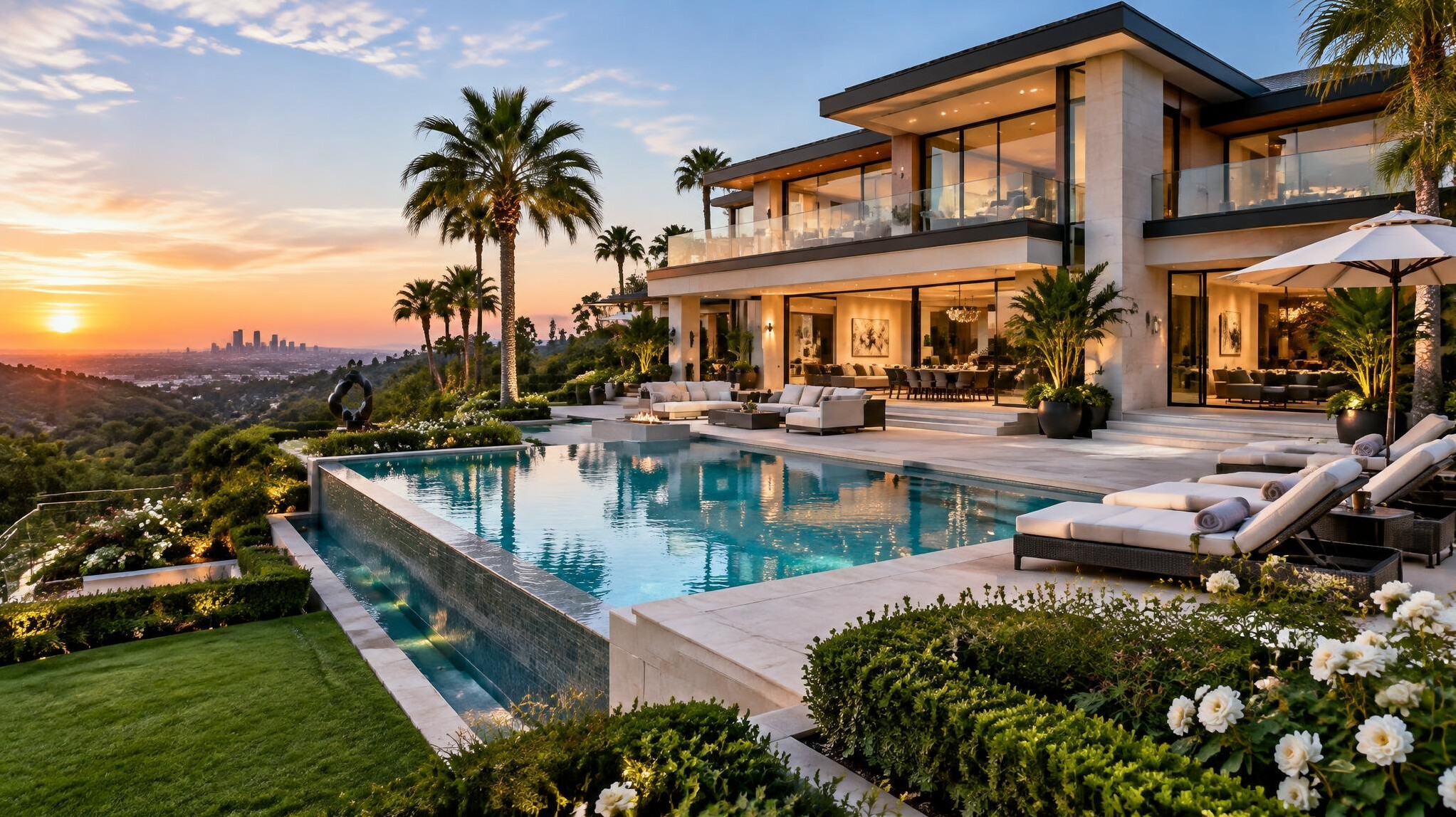 luxury celebrity mansion exterior